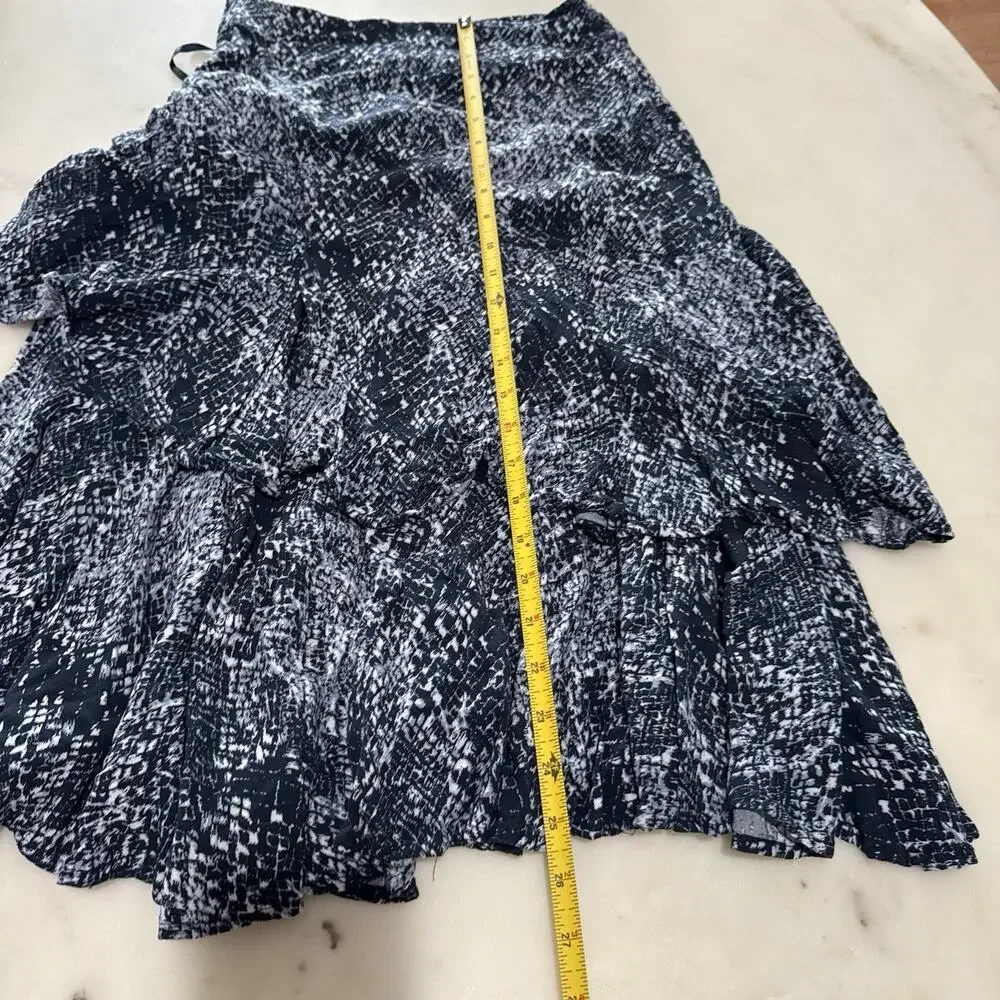 Free People Women's Kiss Me Baby Snake Skin Print Tiered Midi Skirt Size 0 Boho
